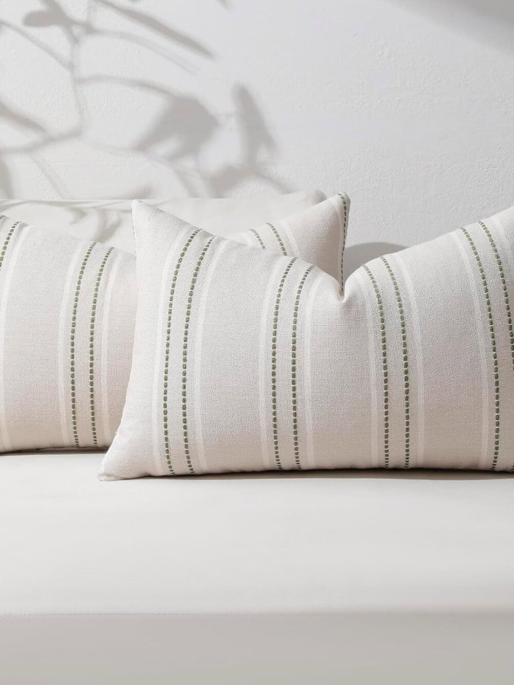 Hckot Spring Throw Pillow Covers 12x20 Set of 2 Green Striped Pillow Covers